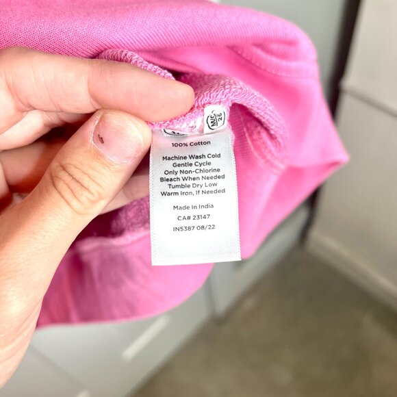 Talbots Bubblegum Pink Crew Neck Eyelet Lace Sleeve Sweatshirt Plus Size 2X - Picture 4 of 5